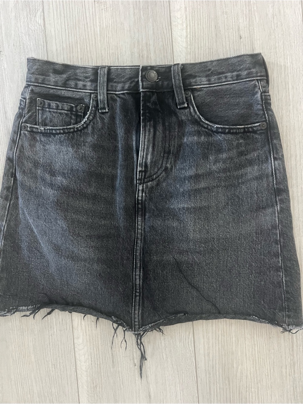 Everlane Washed Charcoal Black Denim Mini Skirt